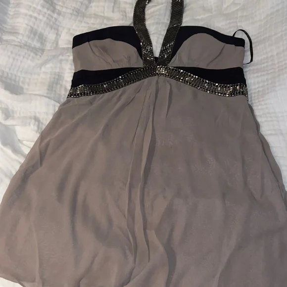 Bebe Dresses | Bebe Silk Halter Dress | Color: Black/Tan | Size: L | Lllauri's Closet Bebe Dresses | Bebe Silk Halter Dress | Color: Black/Tan | Size: L | Lllauri's Closet